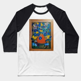 Some abstract mixed flowers in a metallic vase Baseball T-Shirt